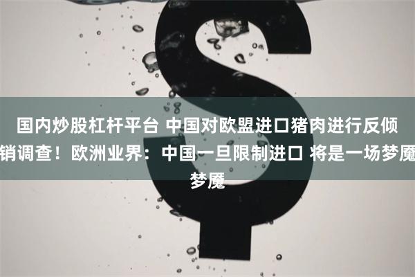 国内炒股杠杆平台 中国对欧盟进口猪肉进行反倾销调查！欧洲业界：中国一旦限制进口 将是一场梦魇