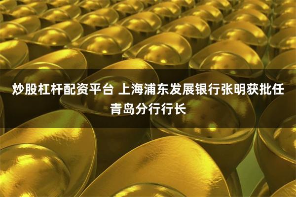 炒股杠杆配资平台 上海浦东发展银行张明获批任青岛分行行长