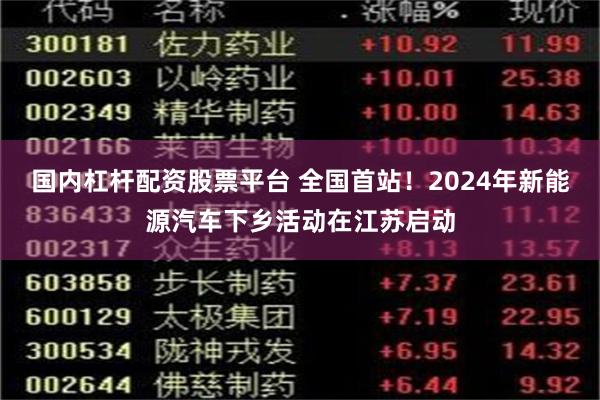 国内杠杆配资股票平台 全国首站！2024年新能源汽车下乡活动在江苏启动