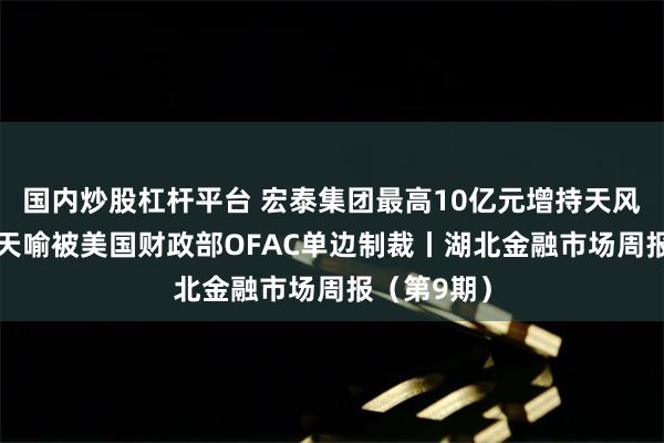 国内炒股杠杆平台 宏泰集团最高10亿元增持天风证券；ST天喻被美国财政部OFAC单边制裁丨湖北金融市场周报（第9期）