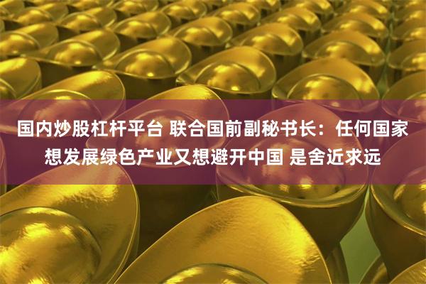 国内炒股杠杆平台 联合国前副秘书长：任何国家想发展绿色产业又想避开中国 是舍近求远